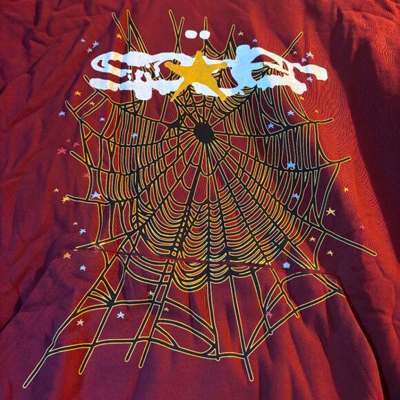 Sp5der Logo Hoodie Maroon - Picture 3 of 4